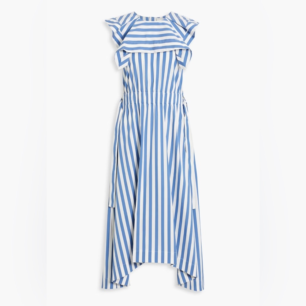 3.1 Philip Lim Asymmetric Striped Cotton-Blend Poplin Midi Dress